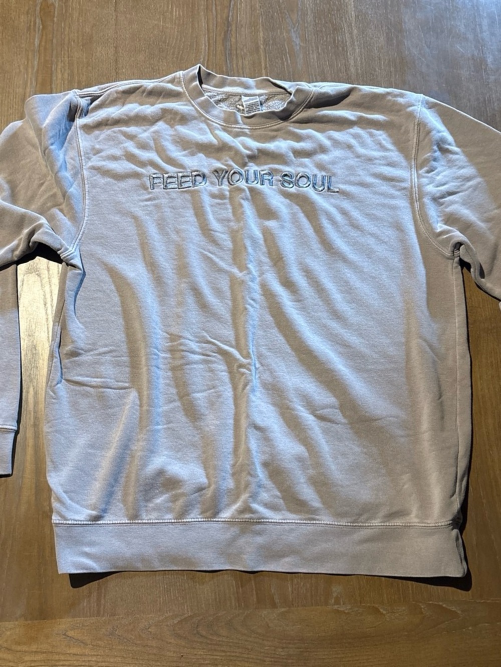 Feed Your Soul Embroidered Crewneck Sweatshirt - Gray